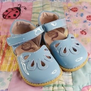 Livie & Luca Light Blue Patent Leather Petals Size 5 Mary Janes